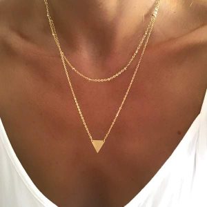 Collier double rang chaine satellite triangle
