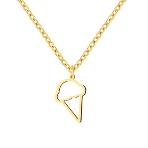 Collier fantaisie femme- pendentif acier doré