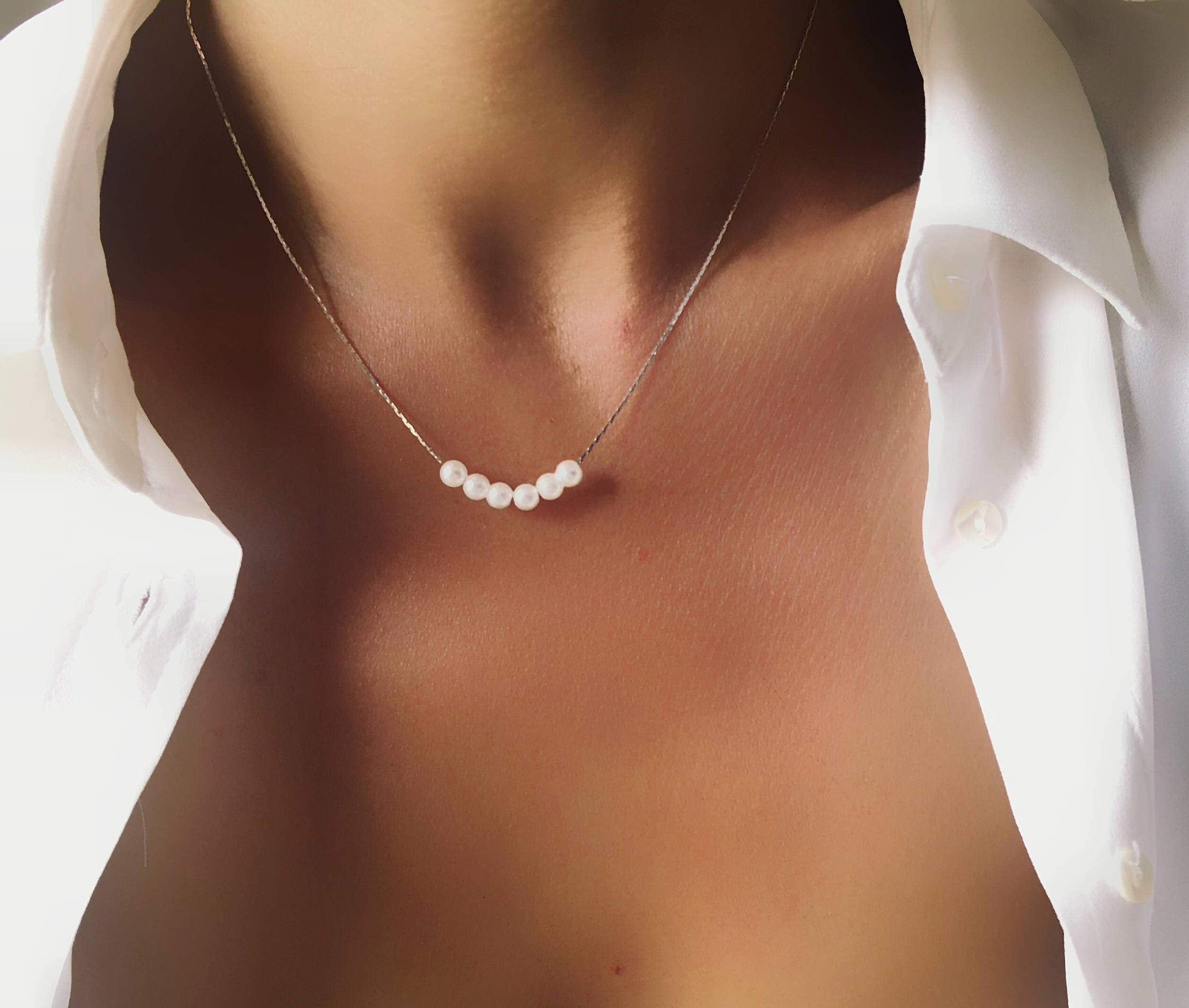 Collier fin perles argent