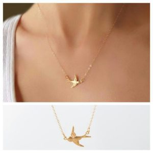 Collier femme hirondelle or