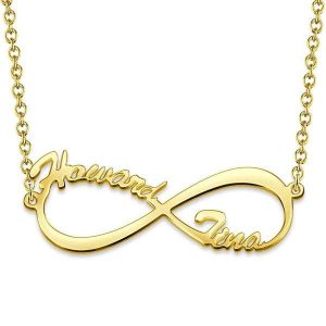 Collier infini avec 2 prénoms plaqué or