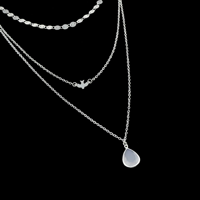 Collier fantaisie pierre plaqué argent – Image 2