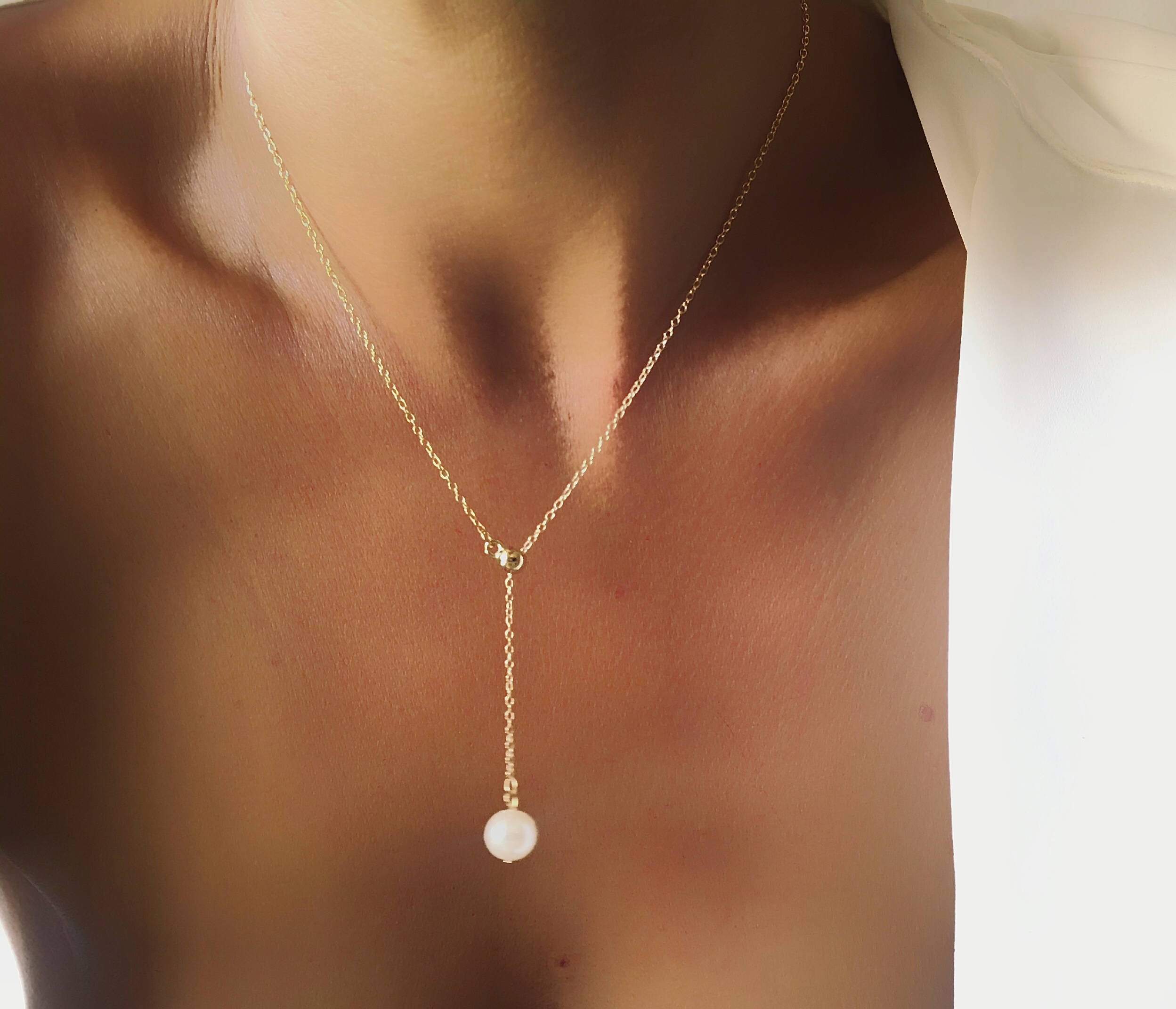 Collier perle fine blanche or