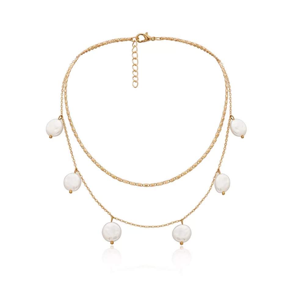 Collier perles blanches fantaisie