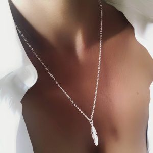 Collier plume argent