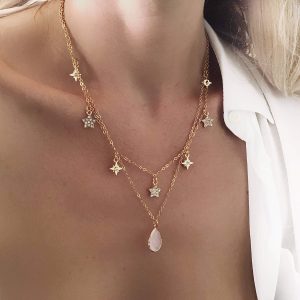 Collier tendance 2024- étoile pierre strass