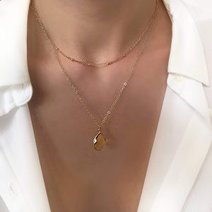 Collier tendance 2024 – multirangs pierre jaune