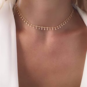 Collier tendance 2024-  ras de cou pampille