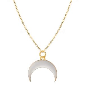 Collier tendance 2024- corne demi lune blanche