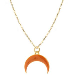 Collier tendance 2024- corne demi lune émaillée