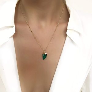 Collier tendance- pierre jade vert