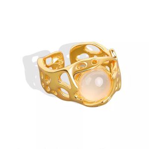 Grosse bague ajustable plaqué or