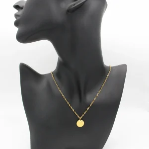 Collier Gravure Médaillon Strass (Taille Homme)