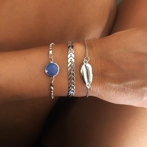 Lot de 3 bracelets argent pierre bleue