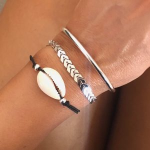 Lot de 3 bracelets coquillage argent