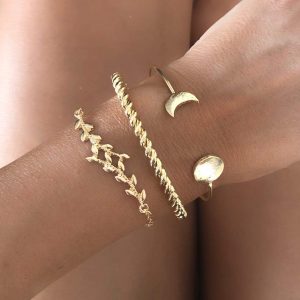 Lot de 3 bracelets jonc plaqué or