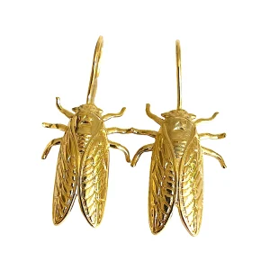 Boucles d'oreilles Petite Cigale Cica dorées