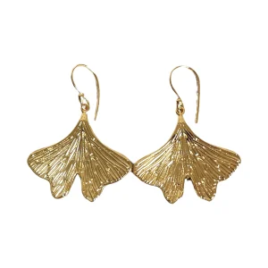 Boucles d'Oreilles Petite Feuille de Ginkgo Dorées