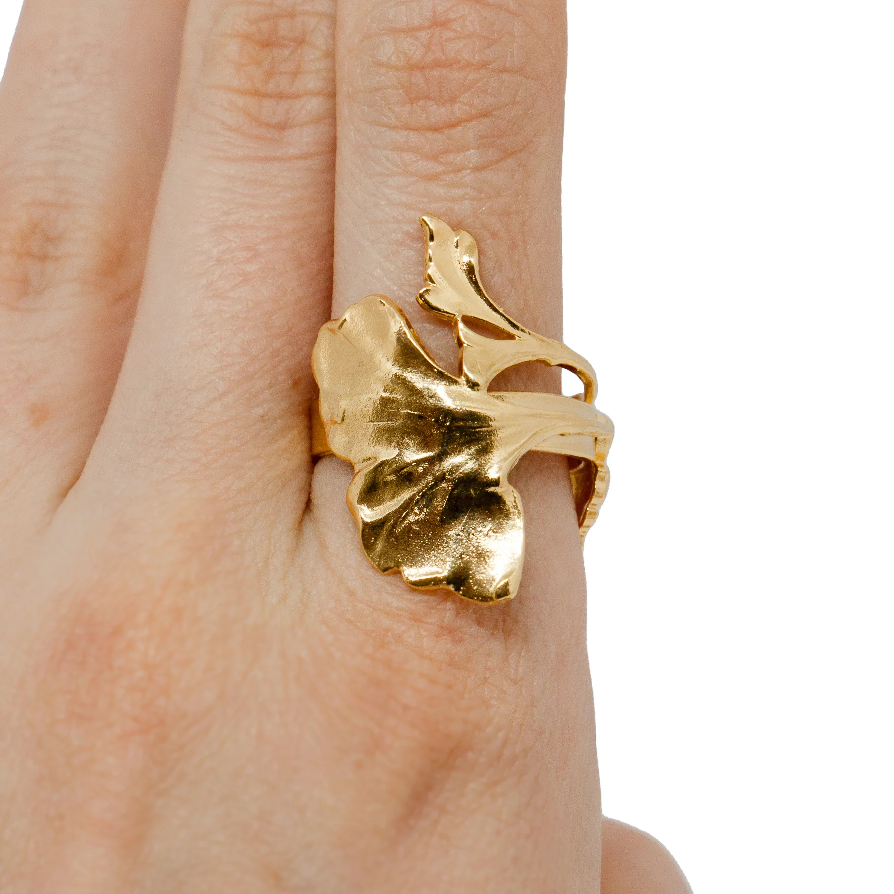 Bague Ginkgo Dorée – Image 2