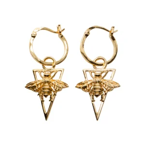 Boucles d'Oreilles Abeilles Pendantes Dorées