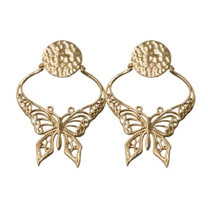 Boucles d'Oreilles Papillon Charme Dorées