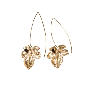 Boucles d'Oreilles Tige Feuilles de Figuier Dorées
