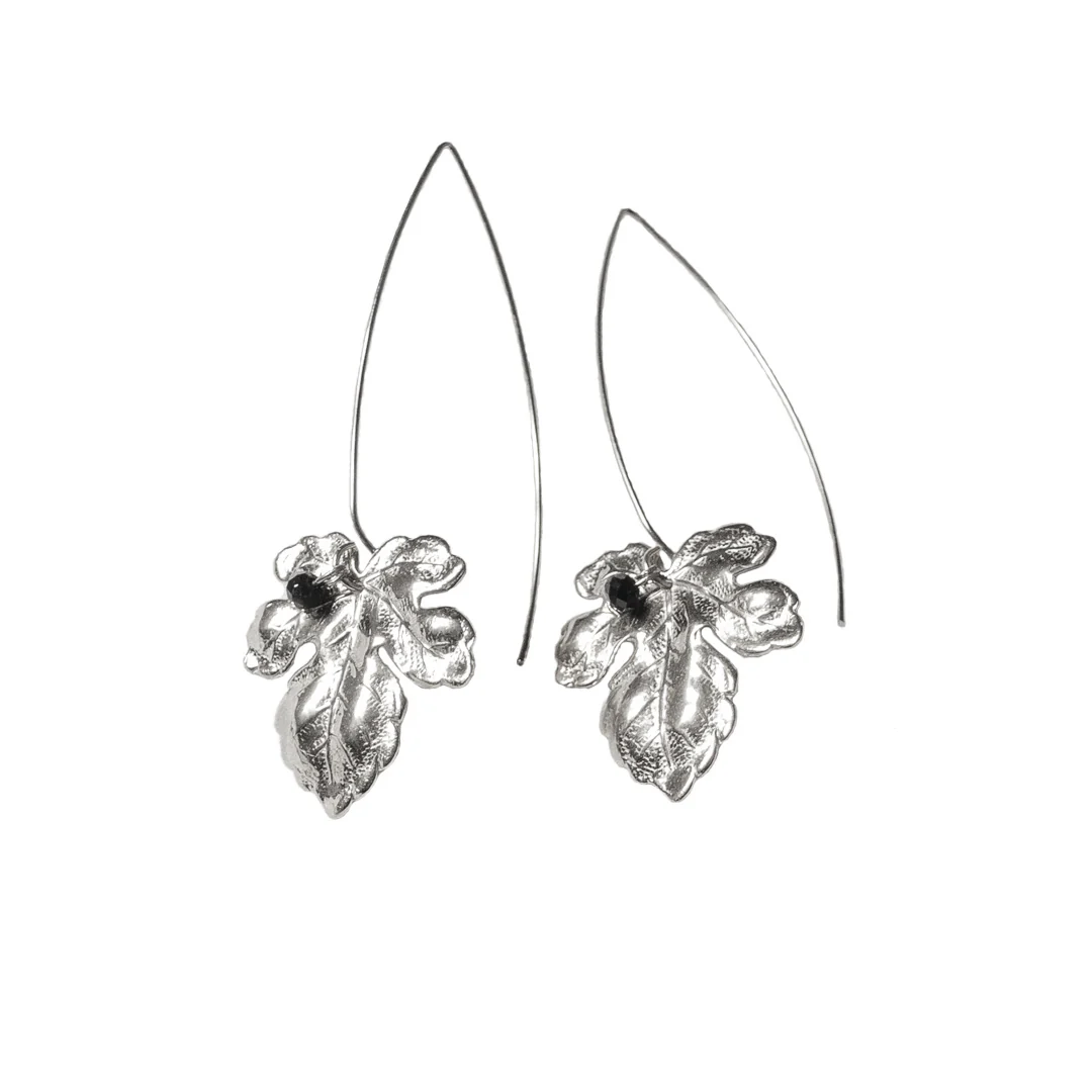 Boucles d'Oreilles Tige Feuilles de Figuier