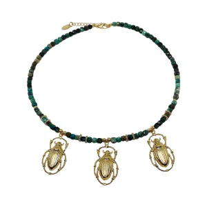 Collier Pierres et Scarabée Cléo doré