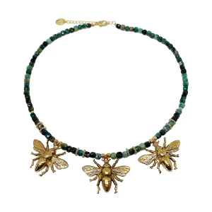 Collier Pierres fines et scarabée doré