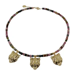 Collier Pierres fines et Tigres dorés