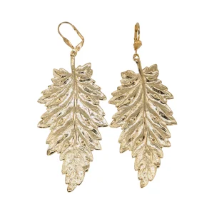 Boucles d'Oreilles Feuille de Bouleau Dorée