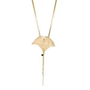 Collier Feuille de Ginkgo Doré