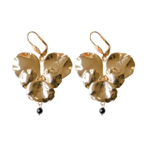 Boucles d'Oreilles Pensée Dorées