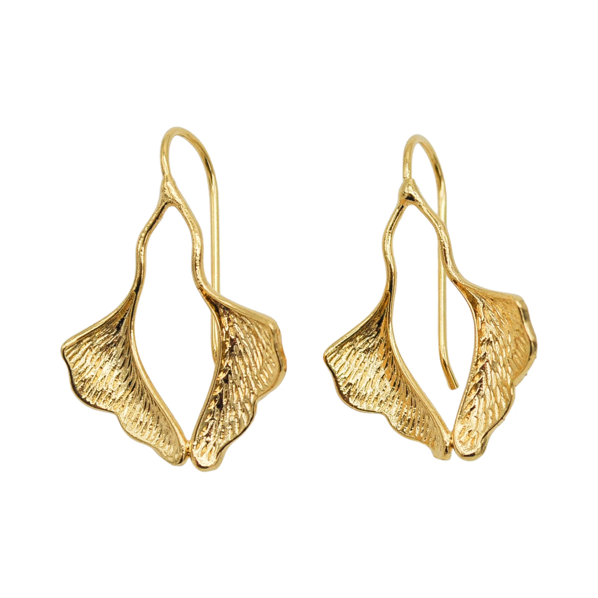 Boucles d'Oreilles Petit Ginkgo Dorées