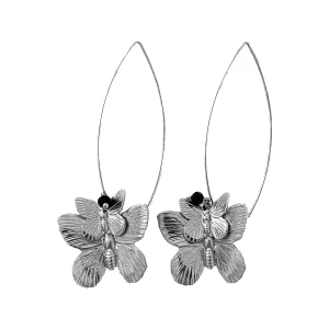 Boucles d'oreilles Double Papillon Argentées