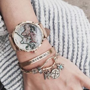 Montre femme carte du monde