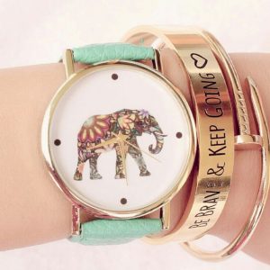 Montre femme éléphant cuir