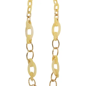 Sautoir Seventies Acrylique métal doré Acétate miel