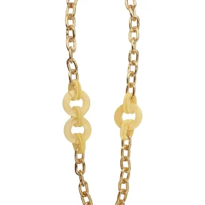 Sautoir Seventies Acrylique métal doré Acétate miel