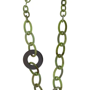 Sautoir Seventies Acétate vert noir