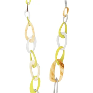 Sautoir Seventies Acétate vert gris ambre