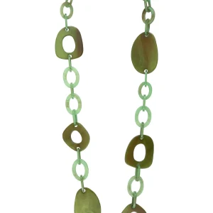 Sautoir Seventies Acétate ambre vert marron