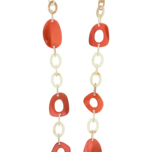 Sautoir Seventies Acétate beige framboise