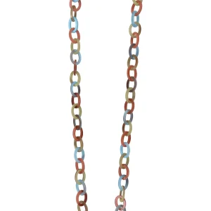 Sautoir Seventies Acétate vert framboise bleu