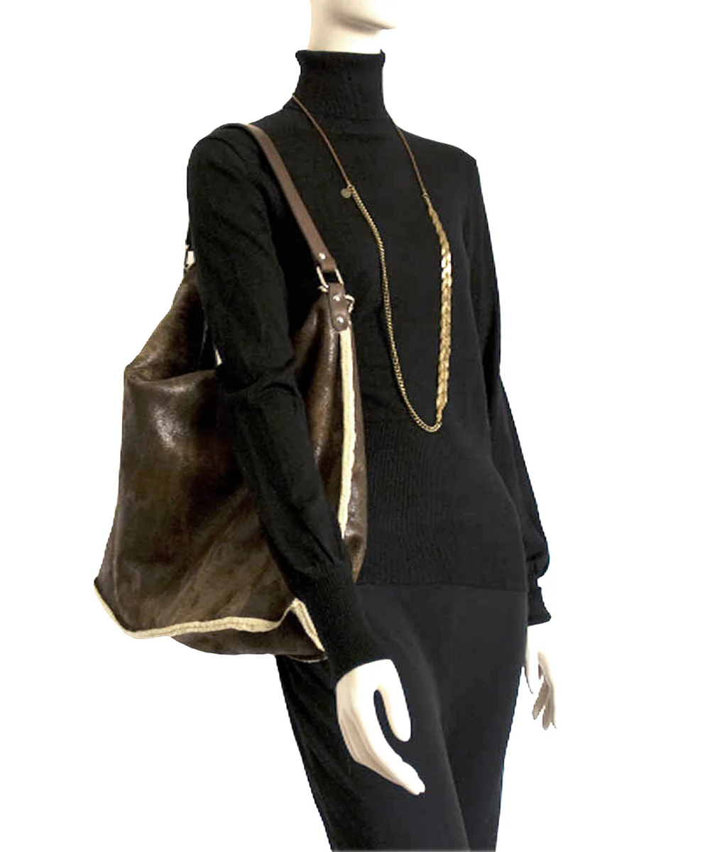 Sac en peau retournée marron – Image 2