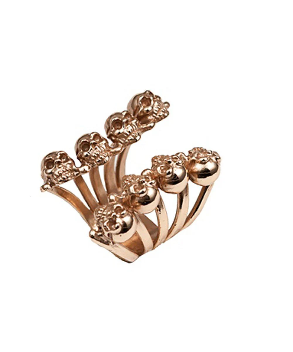 Bague 8 têtes de mort en bronze - Bernard Delettrez
