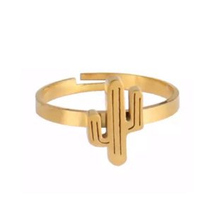 Bague cactus plaqué or