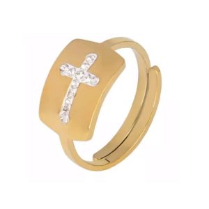 Bague croix plaqué or