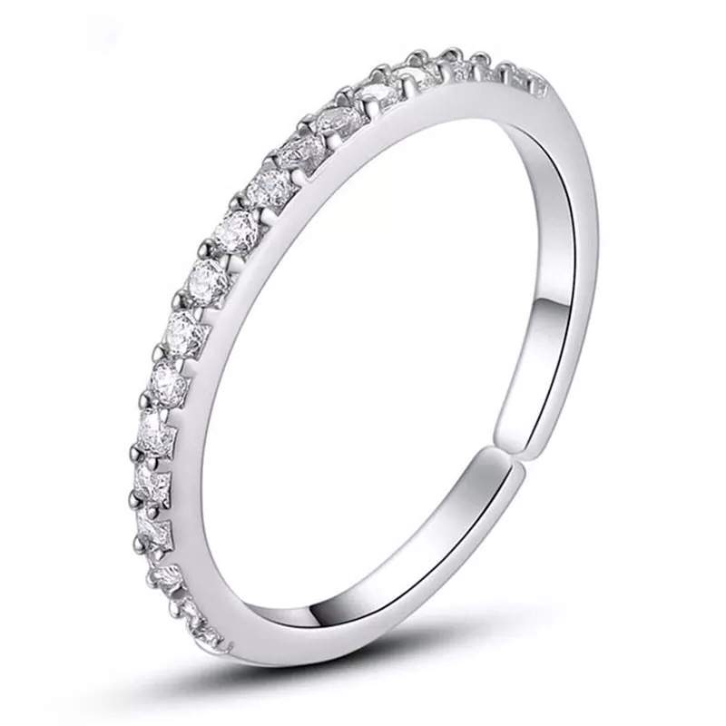 Bague fine avec oxydes de zirconium argent