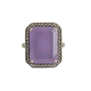 Bague art déco jade lavande, marcassite et argent